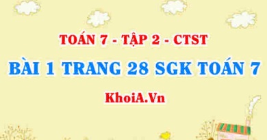 Bài 1 trang 28 SGK Toán 7 tập 2 Chân trời sáng tạo